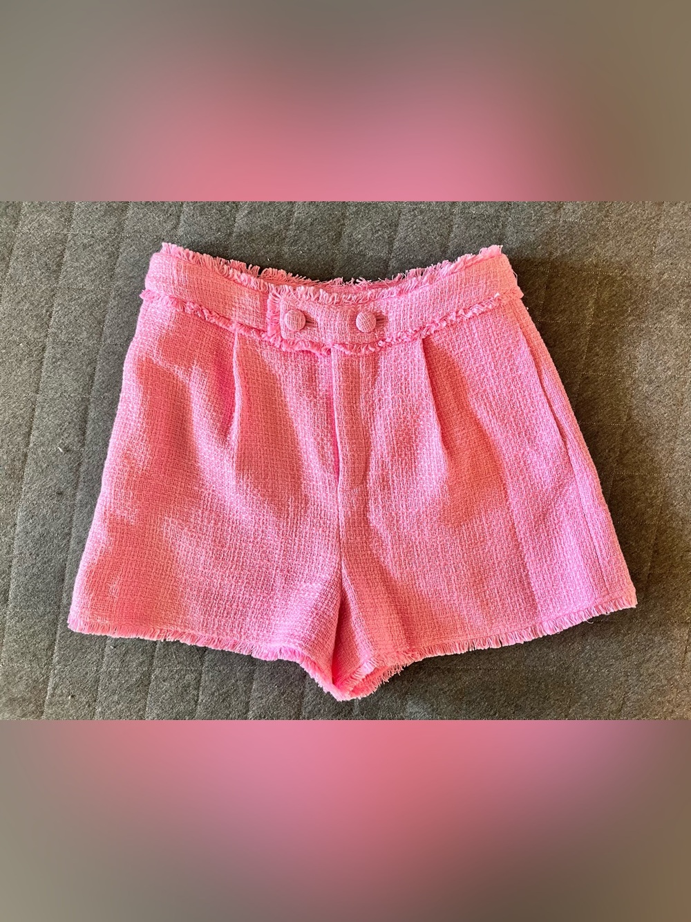 cinq a sept Sz 8 High Waist Pink Cherryl Boucle Shorts Orig $300 Exc Cond - Picture 3 of 7
